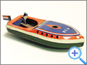 Antique Tin Boat Motor vessel made by Meteor, The Netherlands, 1950th
