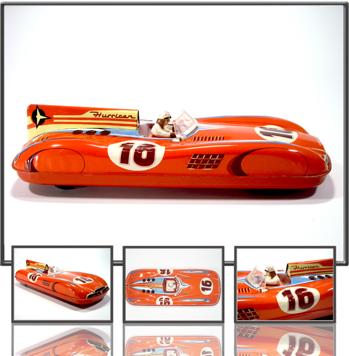 Antique tin Gran Prix Racer “Hurricane16”, made by Philipp Niedermeier (PN) ,Western Germany ,1950s
