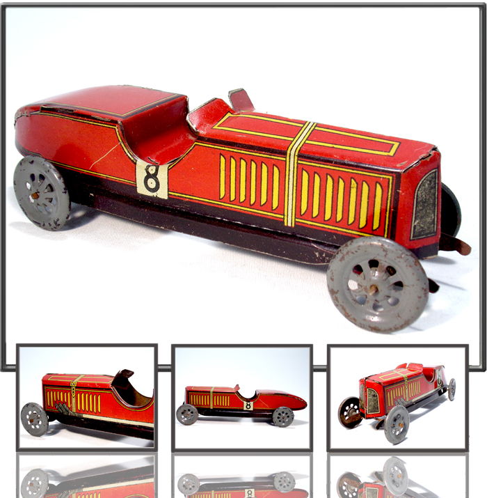 Old fashion race car made by RICO, Spain, 1920´s