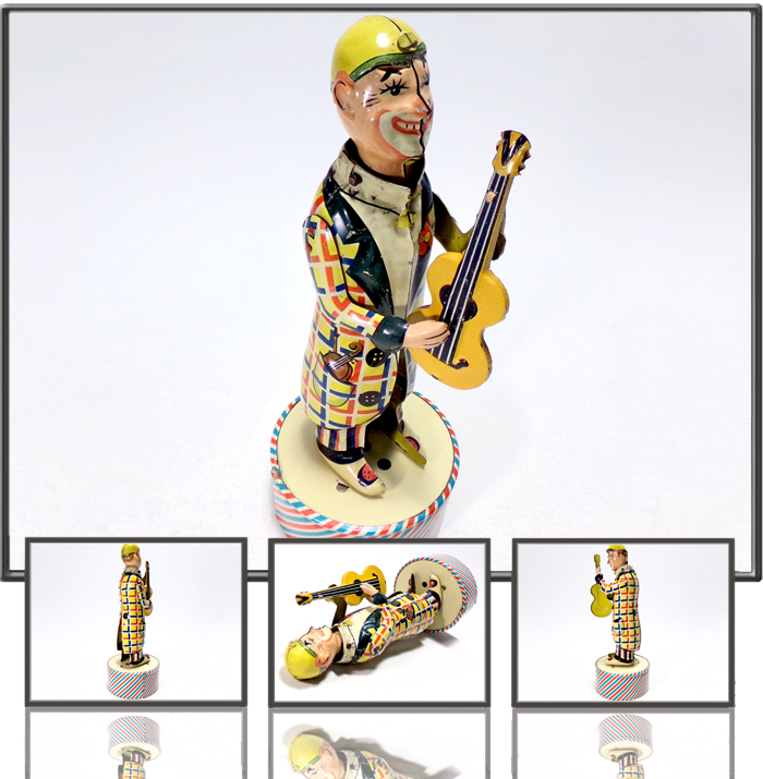 Guitar playing clown made by Distler, Western Germany, 1950s