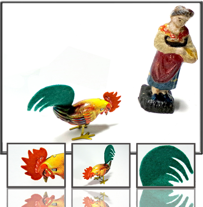 Pecking rooster made by Köhler, US zone Germany, 1945-55s