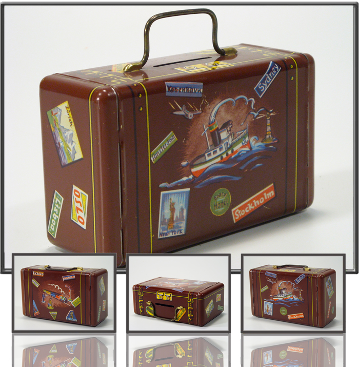 Travelers trunk money box, Foreign, 1960s