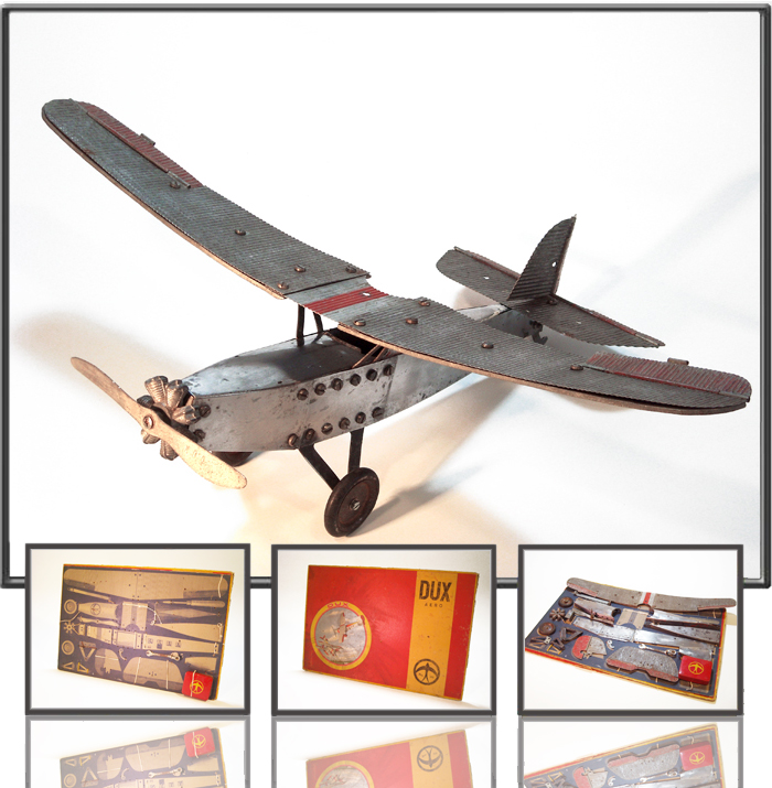 Antique Construction airplane toy made by DUX, Western Germany, 1960s